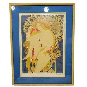 Alain Bonnefoit 1977 Lithograph Hand Signed Numbered Print 45/200 Framed